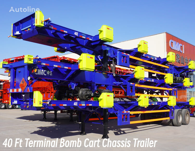 uudet CIMC 40 Ft Terminal Bomb Cart Chassis Trailer Price in Bolivia puoliperävaunu kontti rungolla